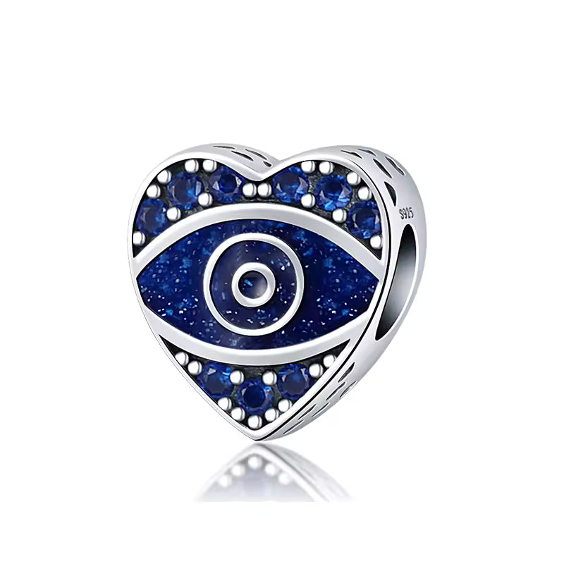 925 prata esterlina misteriosa borboleta azul olho do diabo mão de fátima pingentes encantos contas caber qikaola pulseiras jóias diy