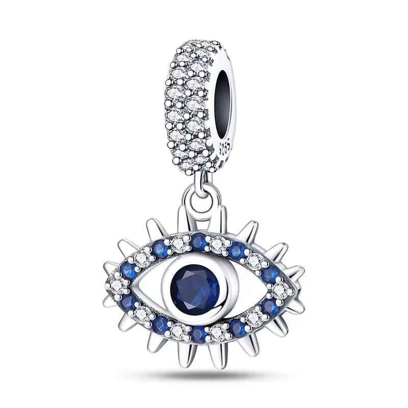 925 prata esterlina misteriosa borboleta azul olho do diabo mão de fátima pingentes encantos contas caber qikaola pulseiras jóias diy
